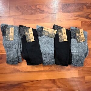 Lamb's Wool Socks Black/Light Gray Men's Size 10-13 (5 Pairs)